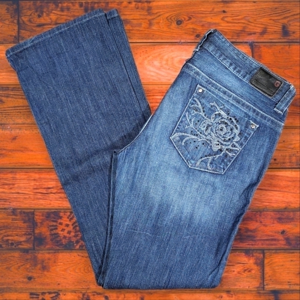 Guess Women's Jeans Daredevil Black Crystal Bootcut Size 32
